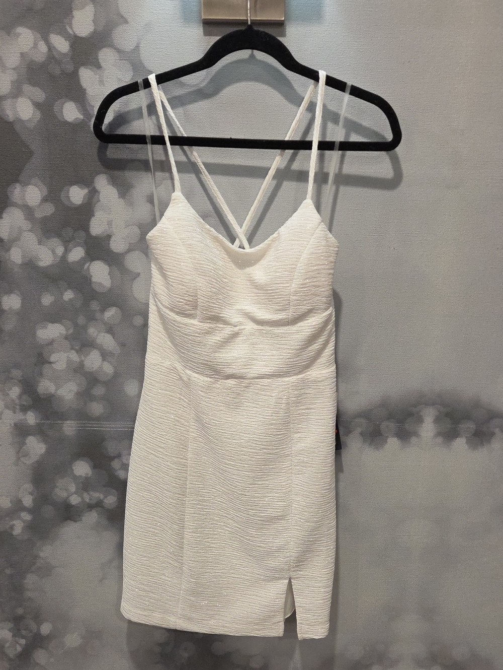 White Textured Strappy Mini Dress - Elegant Summer Dress